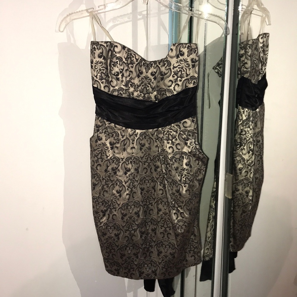 VICTORIAN PATTERN GRAY AND BLACK COCKTAIL DRESS